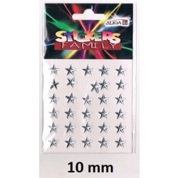 ALIGA Naklejki GWIAZDKI SREBRNE  10mm / 30szt blister  / NKX-5023